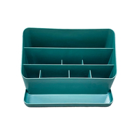 Organisateur de bureau multi-compartiments grande capacité en plastique avec plateau latéral pour fournitures de bureau, cosmétiques, maison et bureau