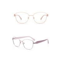 Gafas Ópticas Metálicas de Estilo Conciso de Alta Gama en Stock con Patillas de Acetato 3D, Monturas Duraderas de Aro Completo para Uso Diario