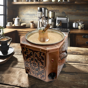 Cafetera turca de cobre en la arena - Product Image 1