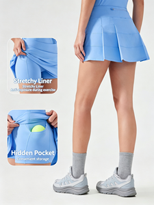 Jupe plissée décontractée d'été pour femme, ensemble deux pièces, séchage rapide, respirant, en Spandex/Polyester, coupe ajustée, short de tennis - Product Image 1