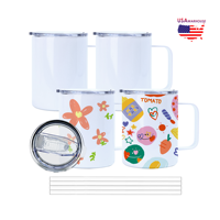 Lot de 25 gobelets droits blancs vierges pour sublimation de 12 oz avec couvercle et paille pour boissons froides – Entrepôt américain