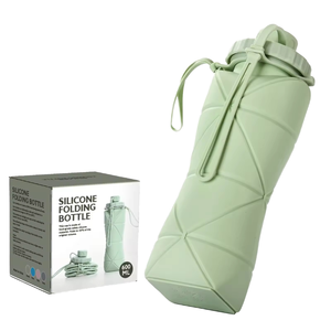 Food Grade Eco-Friendly Silicone <b>Collapsible</b> <b>Water</b> <b>Bottle</b> Lid Portable Foldable Sports Cup Dishwasher Microwave Safe Outdoor - Product Image 1