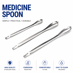 Cuillère de laboratoire Degao en acier inoxydable 304, spatule de laboratoire à tête unique, cuillère d'échantillonnage 10,5 cm pour la pesée de réactifs en poudre - Product Image 1