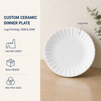 Assiette à dîner en porcelaine personnalisée 24 cm (10 pouces) à bord festonné en forme de pétale, compatible micro-ondes, assiette de service peu profonde, commandes en gros