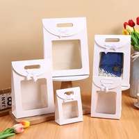 Sac cadeau avec fenêtre pour fleuriste, emballage de bouquet en papier spécial, sac de présentation transparent avec fenêtre, sac fourre-tout minimaliste à rabat noué avec un nœud