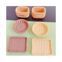 100 pièces DIY Miniature Maison de poupée Panier à pain de simulation Petit plateau en bambou Modèle pour accessoires de décoration de jardin féerique et de poupées