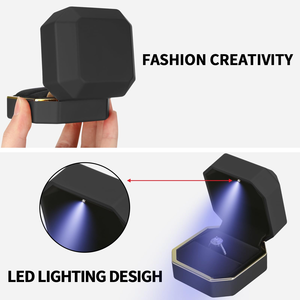 Wholesale Custom High-Grade Octagonal Gray LED <b>Lights</b> Jewelry Box Square Logo Spray with Modern Bronzing Screen Printing - Product Image 2
