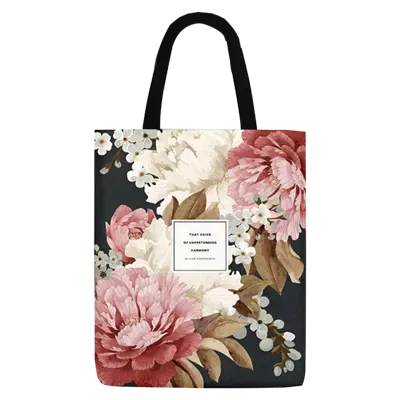 Wholesale Vintage Premium Fashion Ladies Flowers Printing Canvas Tote Bag Luxury Cotton Shopping Bag