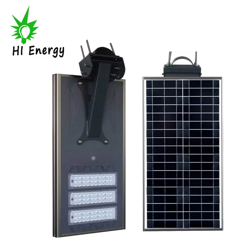 HiEnergy Controle Remoto Tudo Em Uma Luz De Rua Com Painel Solar 60 Watt Outdoor Impermeável Alumin LED Street Lighting
