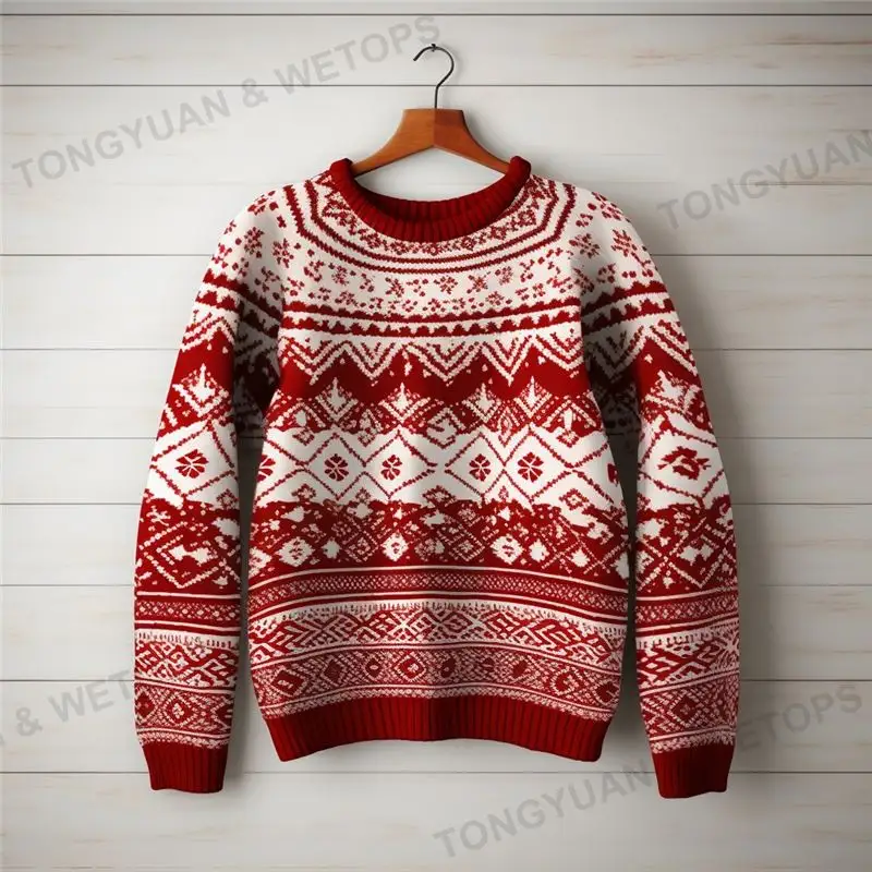Individuelle Kleidung Winter-Design Stickerei gestrickter Pullover übergroße lange Ärmel lässig Übergröße Damen-Weihnachts-Sweater