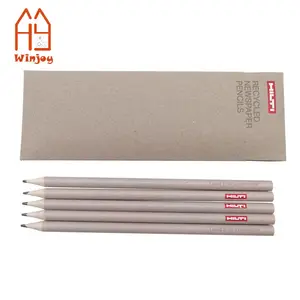 Pensil kertas daur ulang terbuat dari limbah kertas pensil iklan ekologis pensil Lingkungan logo dan paket kustom