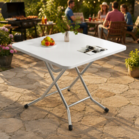Table à manger pliante carrée, bureau pliable avec pieds en X anti-rouille, plateau lisse et imperméable pour dortoir, appartement et usage polyvalent