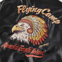 Blouson Bomber Homme Brodé avec Écussons Personnalisés Totem Aigle, Coupe Vintage, Décontracté, pour Moto et Course Automobile