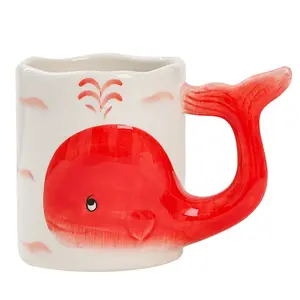 Solhui装飾動物セラミックコーヒーマグ手描き3Dクジラマグ