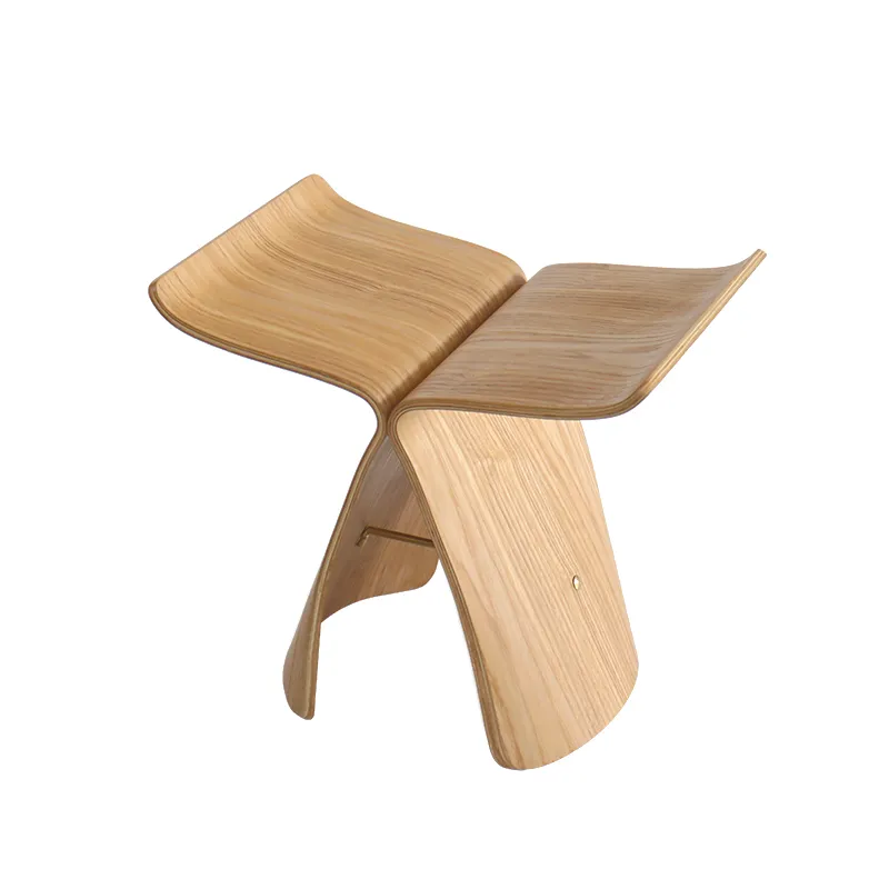 Modern mid-century wooden butterfly stool Japanese design living room shoes changing small chair home furniture