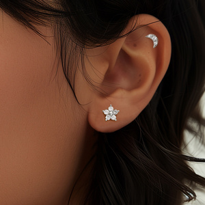 CANNER Dainty 16G 925 Silver Star Moon Cubic Zircon Reversible Wearing Ear Cartilage Earring Jewelry for Women - Product Image 3