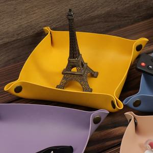 Usine En Gros Organisateur De Bureau Faux Plateau En Cuir Plateau De Rangement En Cuir Multicolore Plateau De Valet Personnalisé Avec Boucle À Pression - Product Image 1