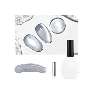 Cat Eye <b>Gel</b> <b>Nail</b> Polish Silver Glitter Magnetic Reflective Translucent Need U V Curing - Product Image 1