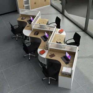 Новое поступление, Модульная офисная угловая рабочая станция W-образной формы для открытой зоны, современная офисная мебель
