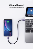 Cable de Carga Trenzado USB4.0 de 20 Gbps y 100 W, Tipo-C Macho a USB-C Macho, de Alta Velocidad para Laptop, Teléfono y Tablet, 50/100/150/200/300 CM