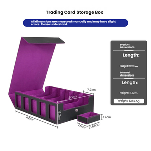 Boîte de rangement pour cartes en cuir PU à 5 rangées avec fenêtre transparente, capacité 3900+, étui pour deck Commander pour cartes de jeu TCG - Product Image 5