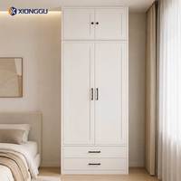 Armoire de chambre en métal blanc avec tiroirs supérieurs, grand placard de rangement pour vêtements, meuble d'intérieur pour appartement