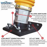 Compacteur vibratoire diesel 125, force d'impact de 1400 à 1600 livres, pour le compactage de grandes surfaces, sol cohésif, diesel