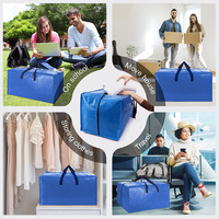 Sac de déménagement extra large et robuste avec poignées solides, fermetures éclair, poche transparente pour étiquettes et bretelles de sac à dos