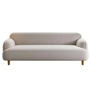 Cream Colored Fabric <b>Sofa</b> Straight Design Foam Filled Upholstered Living Room Nordic Style Small Apartment Use - Product Image 5
