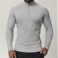 Maglietta Sportiva da Uomo con Logo Personalizzato, Zip 1/4, per Basket, Corsa, Palestra, Fitness, Slim Fit, Manica Lunga