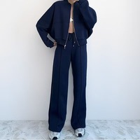 Ensemble de survêtement décontracté et ample pour femme grande taille XL, avec veste zippée et pantalon de survêtement évasé, idéal pour l'automne et les loisirs