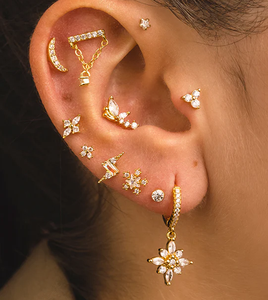 Pendientes de Plata de Ley S925 de 16g con Diseño de Ojo de Caballo Marquise y Libélula Multitaladrada, con Parte Trasera Plana y Rosca para Perforaciones - Product Image 6