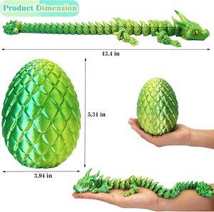 Juego de Huevos de Dragón Amarillo y Verde Impresos en 3D Jinccai Longbao, Juguete Educativo de Plástico Articulado para Niños, Sorpresa de Pascua - Product Image 2