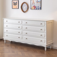 Commode de luxe intégrée moderne en bois massif crème, table de chevet murale avec 8 tiroirs pour salle à manger et chambre