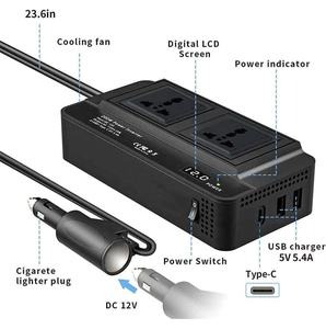 Hot <strong>Sale</strong> 200w <strong>Car</strong> Inverter Converter Dc 12v 24 Volt to Ac 110v 220v 4 USB QC3.0 Port 2 AC Output <strong>Car</strong> Power Inverter - Product Image 2