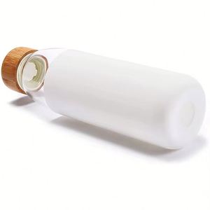 New Eco-friendly Reusable Gym Outdoor Sport <b>Drinking</b> Glass Water Bottle With Protective Silicone Sleeve and Bamboo Lid - Product Image 2
