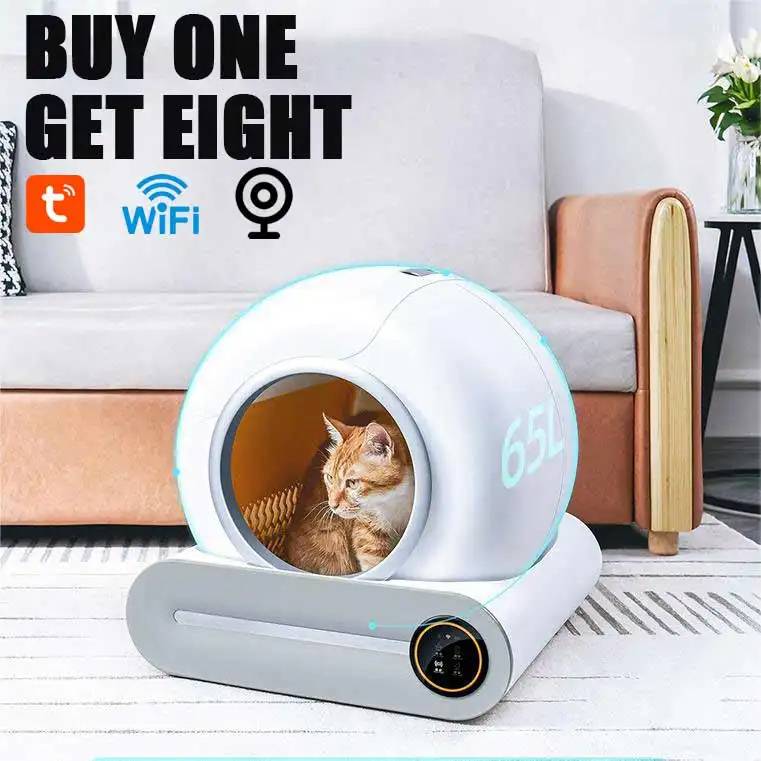 Kontrol aplikasi pengiriman cepat tren baru kotak sampah kucing otomatis pintar kustom pembersih mandiri Toilet untuk dijual