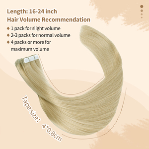 Extensiones de cabello con cinta adhesiva de doble capa de calidad profesional KSWIGS, 100% cabello humano virgen, liso natural, fácil de usar para salón. - Product Image 3