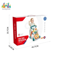 Mainan Aktivitas Bayi Grosir Pabrik Konig Kids, Walker Plastik dengan Papan Gambar Magnetik, Walker Lipat Musik