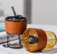 Gobelet en verre borosilicate transparent personnalisé avec logo, tasses à café glacé modernes et portables, mug à bière, cadeau promotionnel d'entreprise