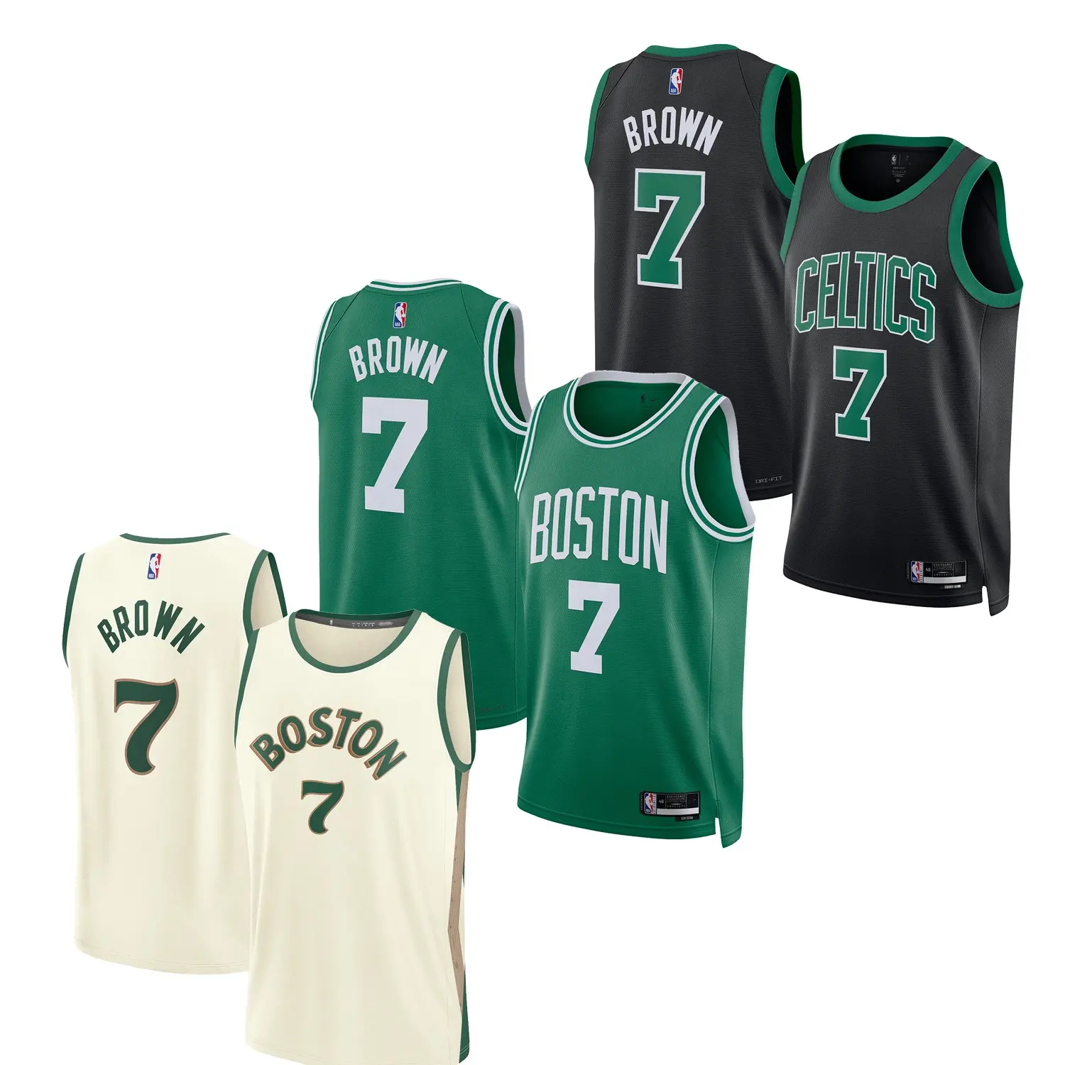 Jaylenสีน้ําตาลCeltics Fast Breakเสื้อบาสเกตบอลปักเย็บชุดบอสตันผู้ชายที่กําหนดเองเสื้อCity Edition #0