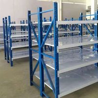 Étagère de rangement métallique bleue réglable à 4 niveaux, unité d'étagère industrielle robuste, étagère utilitaire en acier pour l'organisation d'entrepôt