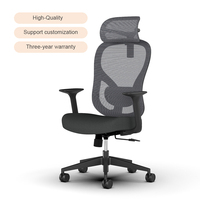 Chaise de bureau ergonomique pivotante de luxe, design moderne et traditionnel, dossier haut en maille, avec soutien lombaire, noire