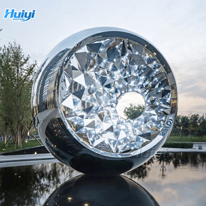 Modern Art Polished Stainless Steel Circular Sculptures-Large Outdoor Decor Customizable Metal Handicrafts