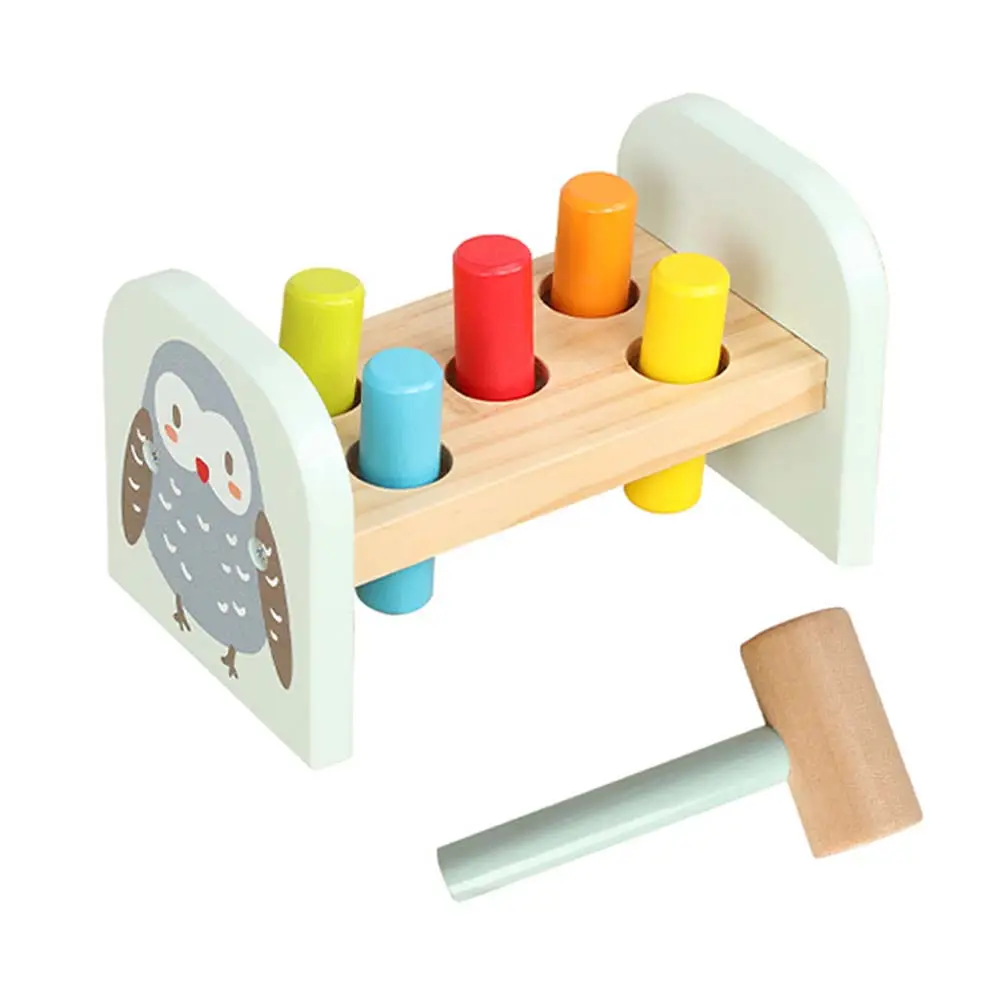 Montessori Toddler Wooden Hammer Percussion Wood Block Toys Educational Children Wooden Toys With Mallet