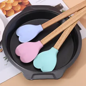 Ustensiles de cuisson résistant à la chaleur cuisson cuisson en bois silicone coeur spatule outils de cuisson