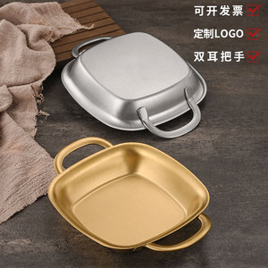 Bandeja Cuadrada de Acero Inoxidable con Doble Asa, Grado Comercial, Plato para Servir Alimentos, para Servicio de Café y Té en Hoteles - Product Image 5