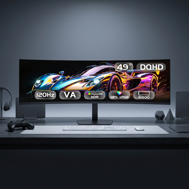 49 Inch Curved Gaming Monitor DQHD 120Hz Ultra Wide Gaming Display for Esports OEM Manufacturer