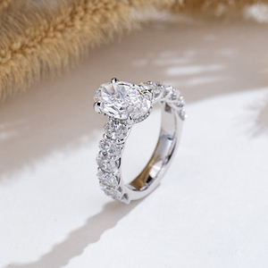 Messi Jewelry MSR-2138 14K Gold Oval Shape Hidden Halo Lab Grown <b>Diamond</b> <b>Ring</b> Engagement <b>ring</b> - Product Image 2