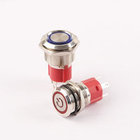 Interrupteur à bouton en métal à verrouillage instantané de lumière LED étanche à courant élevé IP67 250v Max 15amp 20amp tête plate pour 12v/24v